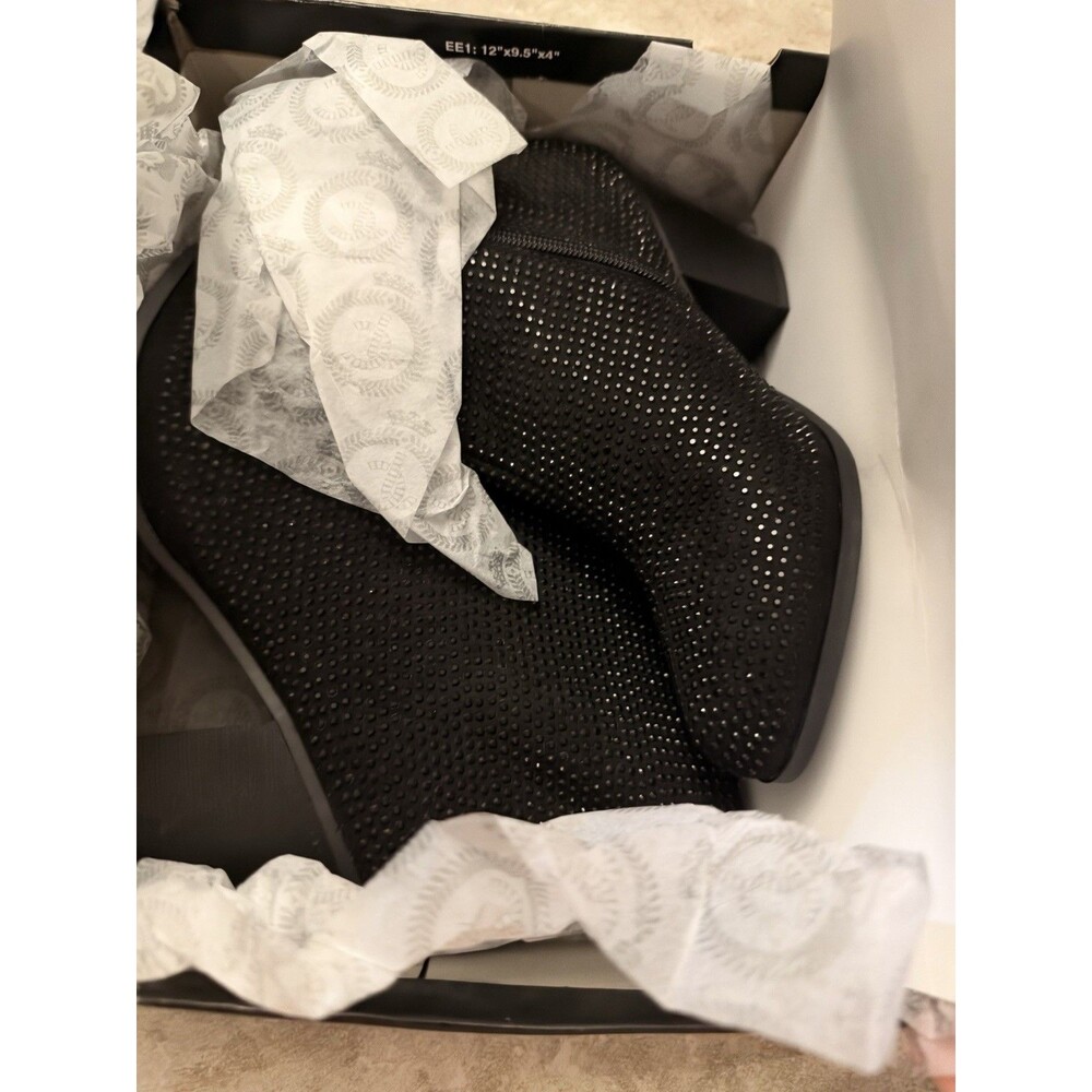 NIB JUICY COUTURE WOMEN'S RHINESTONE ANKLE BOOTS, BLACK 8.5 Jewels